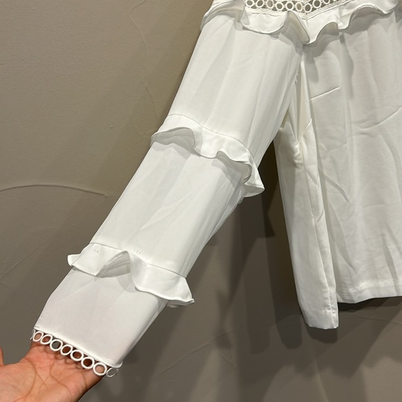 JCREW white ruffle blouse size 14 - Picture 3 of 5